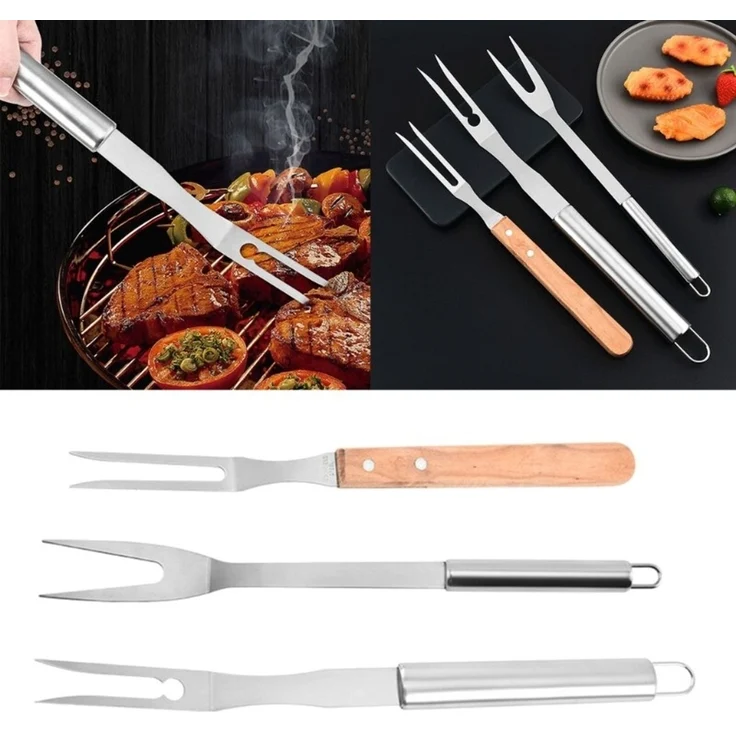 ABC Grillgabel aus Edelstahl, für Geflügel, Braten und Grillgut – Bild 2