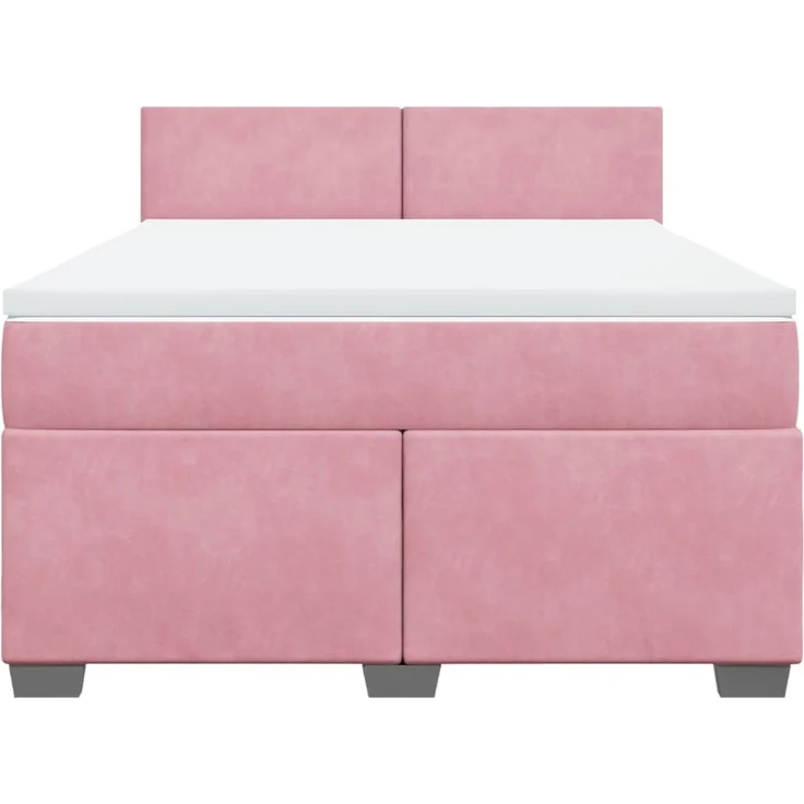 vidaXL Boxspringbett mit Matratze Rosa 160x200 cm Samt 3288653 – Bild 6