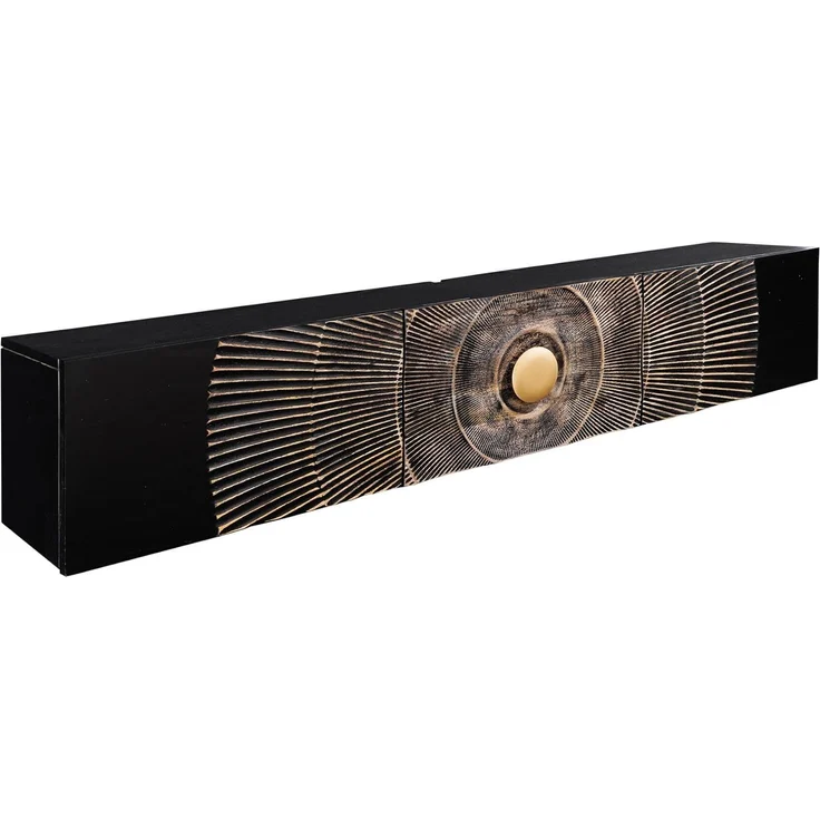riess-ambiente Lowboard GOLDEN SUNSET 160cm schwarz / gold (Einzelartikel, 1 St), Massivholz · 3D Front · hängend · handmade · TV-Schrank · Design – Bild 1