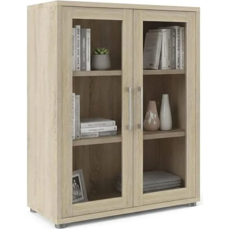 Dmora - Kommode Laureen, Wohnzimmerbuffet, Wohnzimmer-Sideboard, Moderne Küchen-Speisekammer, 89x40 h113 cm, Eiche – Bild 4