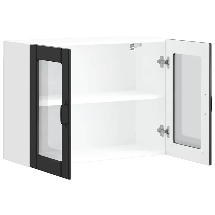 vidaXL Küchen-Hängeschrank mit Glastür Lucca Schwarz Holzwerkstoff 853848 – Bild 6