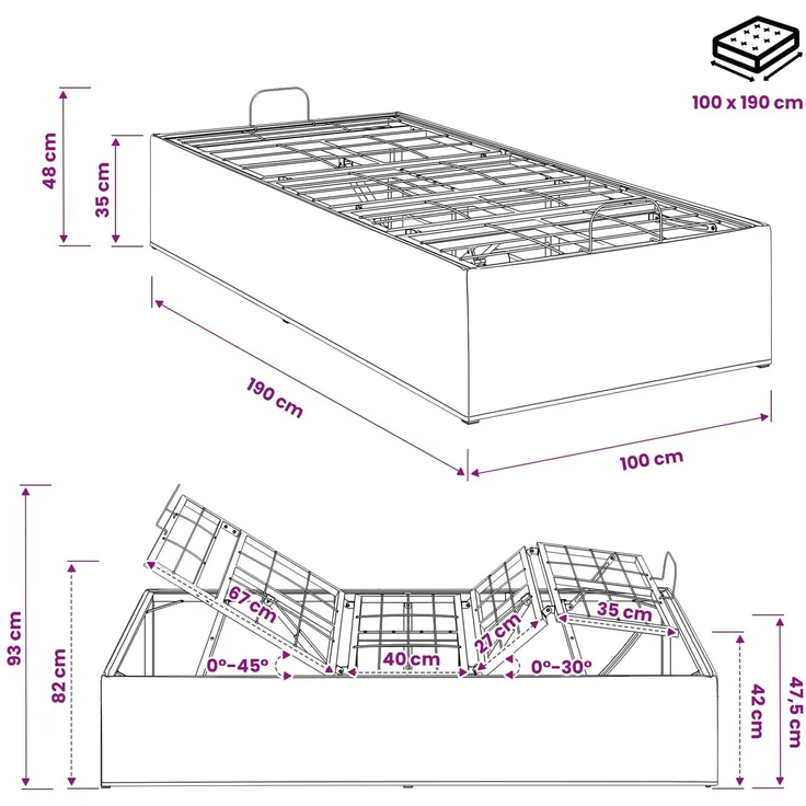 vidaXL Elektrisch verstellbares Bettgestell Braun 190 x 100 x 33,5 cm 42037342 – Bild 11