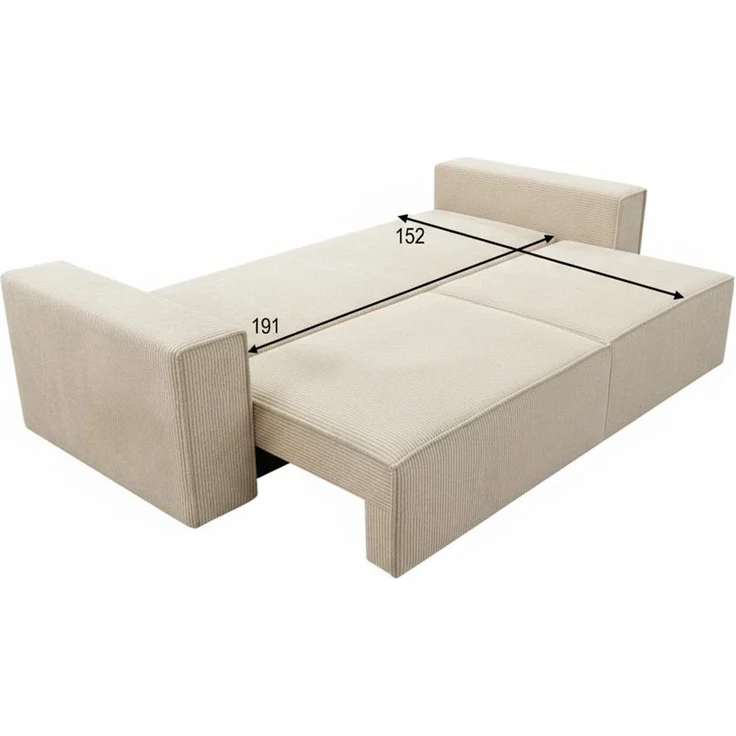 Wohnero24 Schlafsofa HIRA 240x102 cm – Premium Cord Sofa Beige mit Schlaffunktion 191x152 cm & Bettkasten – Bild 7