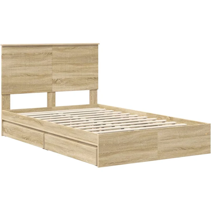 vidaXL Aufbewahrungsbett Sonoma-Eiche 120 x 190 cm Holzwerkstoff 3411231 – Bild 3