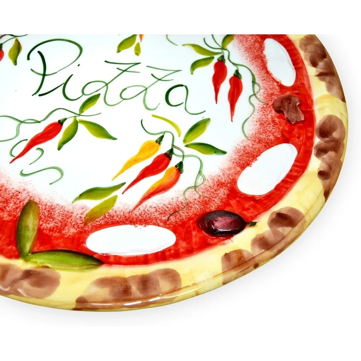 Lashuma Pizzateller Pepperoni, (1 St), Keramik Anrichteteller Ø 33 cm handgemacht – Bild 5
