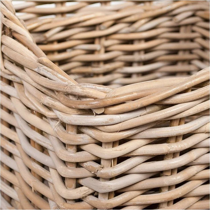 LebensWohnArt Dekokorb Natur-Rattankorb BAKUL eckig Grey 50x50cm mit Griffen Handarbeit – Bild 2