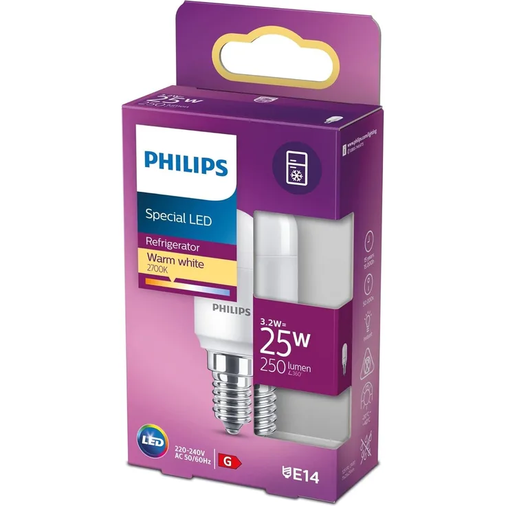 Philips LED E14 Lampe, 25W, Kühlschranklampe, warmweiß, Lila