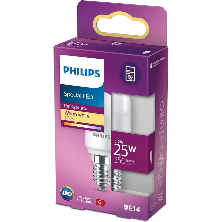 Philips LED E14 Lampe, 25W, Kühlschranklampe, warmweiß, Lila – Bild 1