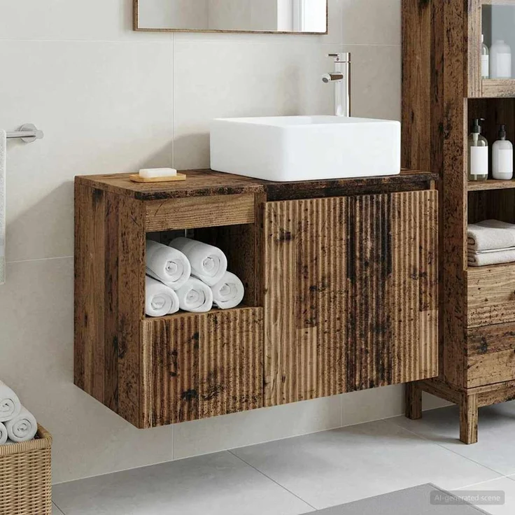 vidaXL Badezimmerschrank-Set 2 stk. Altholz 83 x 35 x 80 cm 3404072 – Bild 1