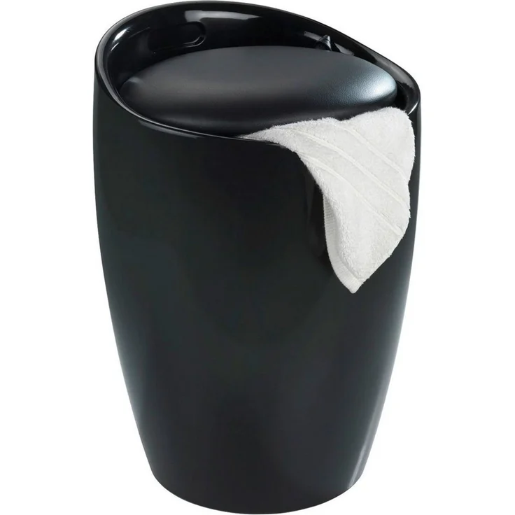 CANDY Hocker mit Waschfach, praktischer 2 in 1 Badesitz - 20 l, Schwarz, WENKO – Bild 2