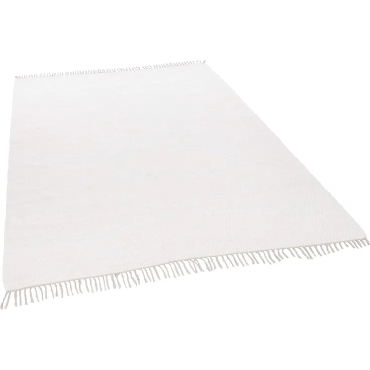 THEKO Teppich Happy Cotton, rechteckig, Höhe: 5 mm, Handweb Teppich, Flachgewebe, reine Baumwolle, handgewebt, mit Fransen