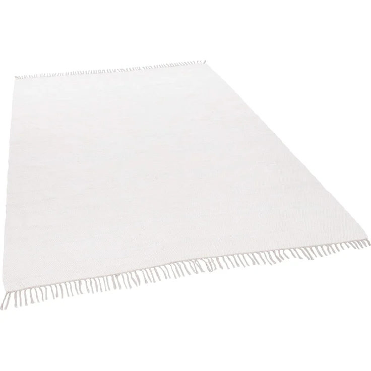THEKO Teppich Happy Cotton, rechteckig, Höhe: 5 mm, Handweb Teppich, Flachgewebe, reine Baumwolle, handgewebt, mit Fransen