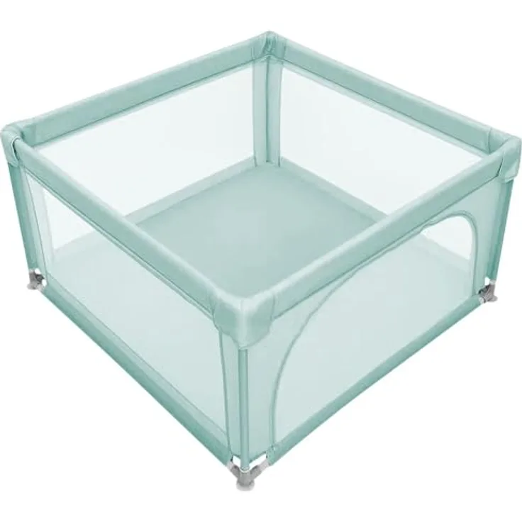 Baby Laufstall, Laufgitter klappbar, Ein-Knopf-Faltung & Sicherheitsschlössern, Krabbelgitter mit Netz & Reißverschluss, Laufgitterzelt für Kleinkinder,120 * 120 * 66cm – dunkelgrün