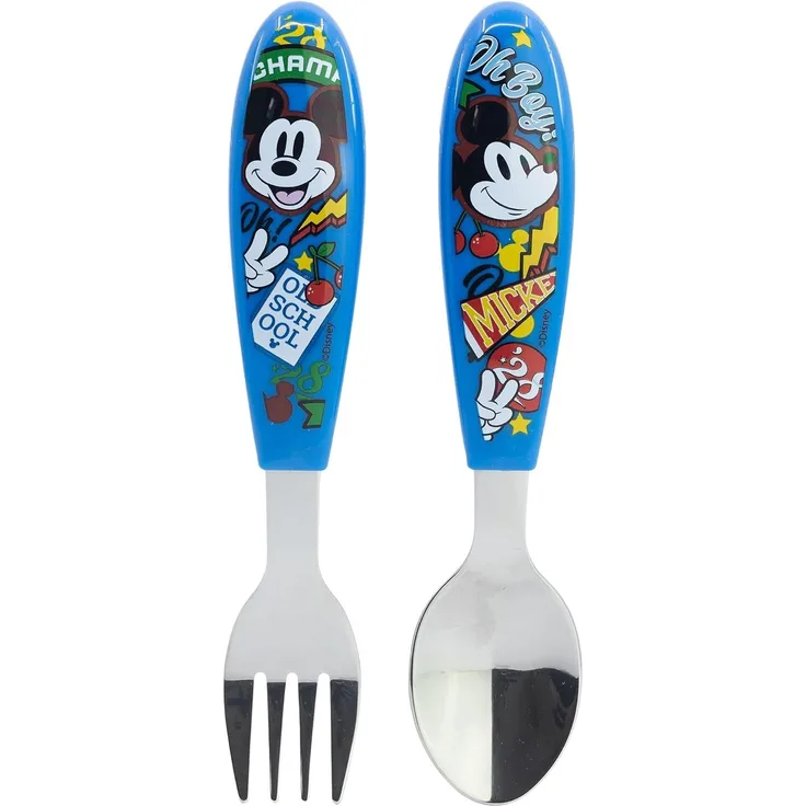 Disney Mickey Mouse Kinderbesteck Set 2-teilig – Löffel & Gabel mit Motivgriffen