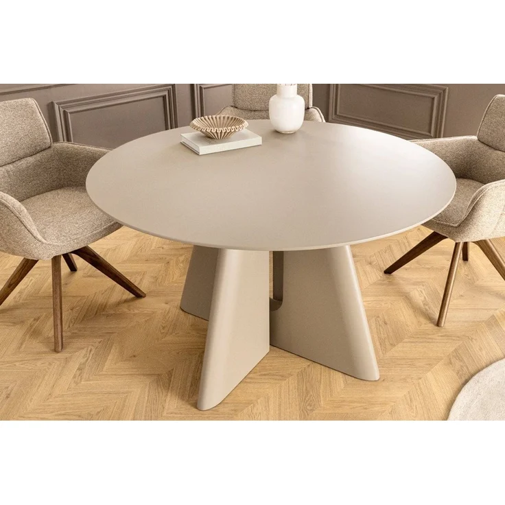 riess-ambiente Esstisch ORGANIKO 120cm cement greige - MDF, skulpturales Gestell, kratzfest (Einzelartikel, 1-St), stilvoller Küchentisch mit runder Tischplatte - ideal für 4 Personen – Bild 3