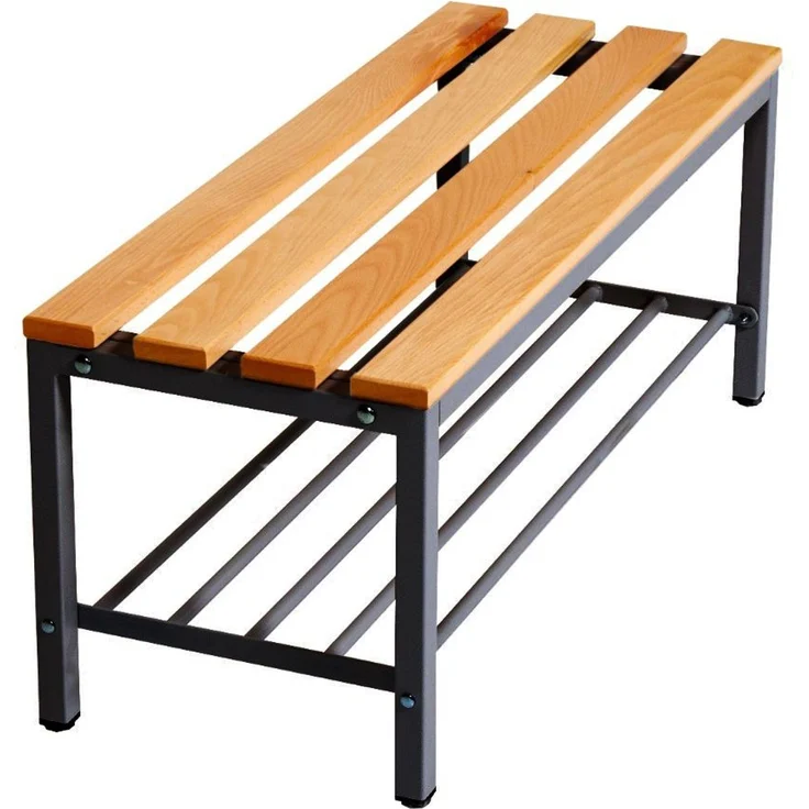 furni24 Bank Umkleidebank, Sitzbank für Umkleideräume mit Schuhrost BxHxT: 100 x 42 x 40 cm, Umkleidesitzbank, Umkleidebank, Garderobenbank, Sportbank, Bank mit Echtholz für Fitnessstudio – Bild 6