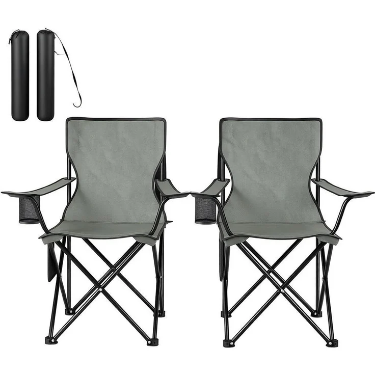 Strandstuhl mit einem Tassenhalter,Bequemer Campingstuhl,Klappbarer Angelstuhl(2PCS Outdoor Stühle)--Dunkelgrau--47x76x80.5cm--YOUDENOVA – Bild 6