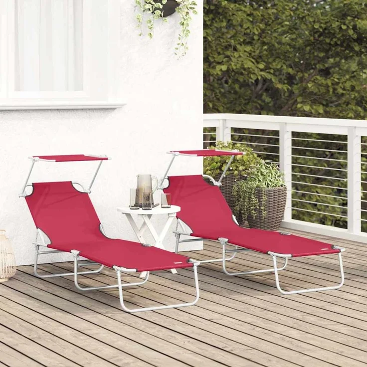 vidaXL Sonnenliege 2 pcs Rot 58 x 188 x 77cm Polyester 42003061 – Bild 2
