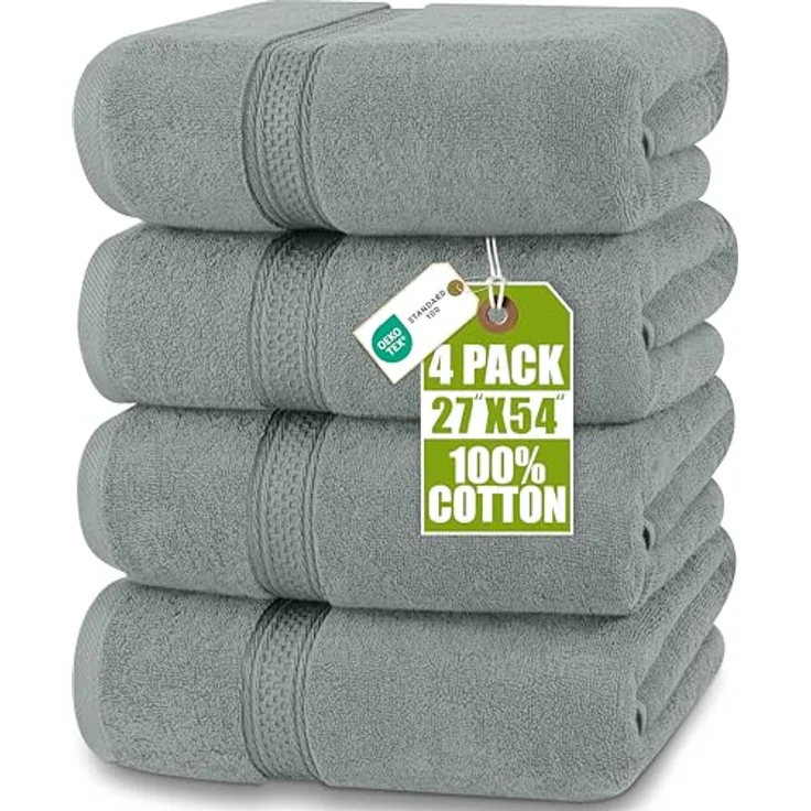 Utopia Towels 4er-Pack Badetücher Set, 100% ringgesponnene Baumwolle, sehr saugfähig, weiches Gefühl, 69 x 137 cm, Kühles Grau – Bild 1