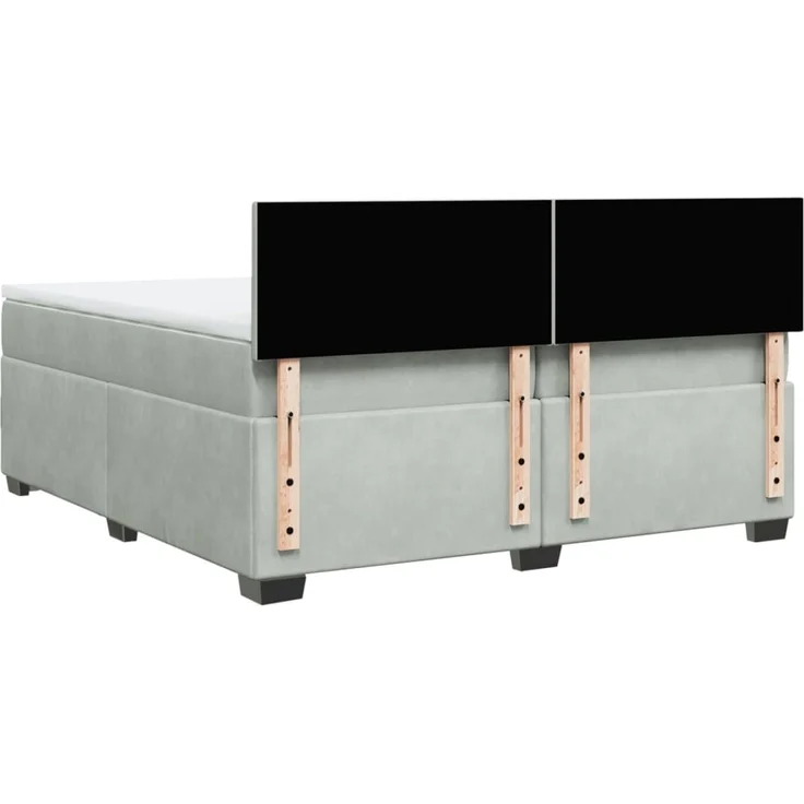 vidaXL Boxspringbett mit Matratze Hellgrau 200x200 cm Samt 3288696 – Bild 8