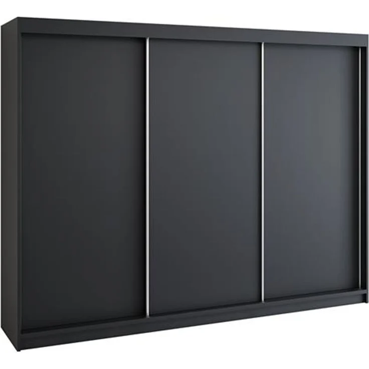 Schwebetürenschrank MERO 3-türig Schrank 200 cm Farbe: Schwarz – Bild 1