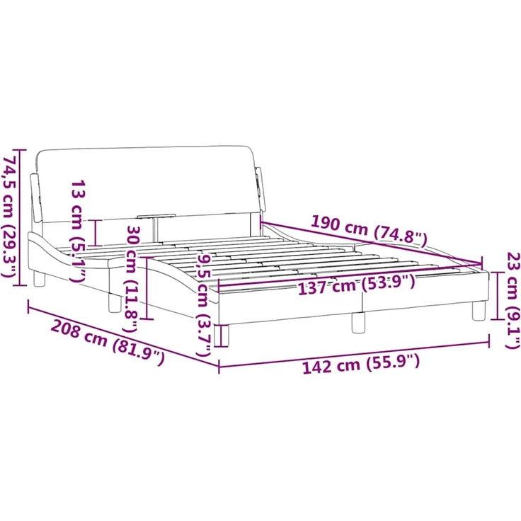 vidaXL Bettgestell "Dover" Weiß 137x190 cm Kunstleder 373286 – Bild 9