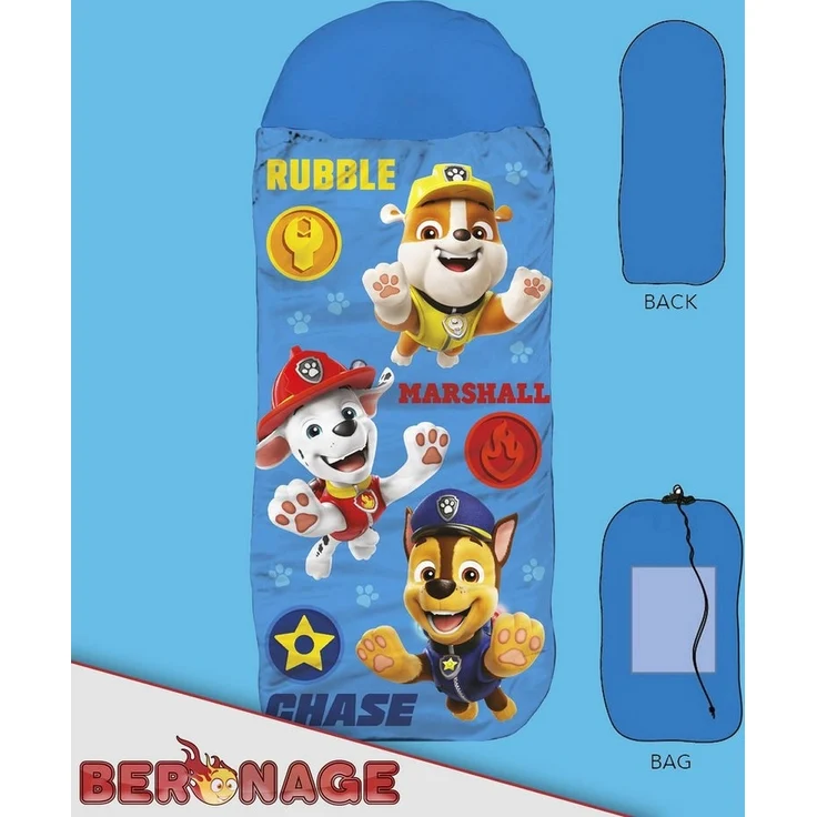 BERONAGE Kinderschlafsack Paw Patrol Kinder-Schlafsack Blau 140 cm + 30 cm (Kapuze) x 70 cm – Bild 2