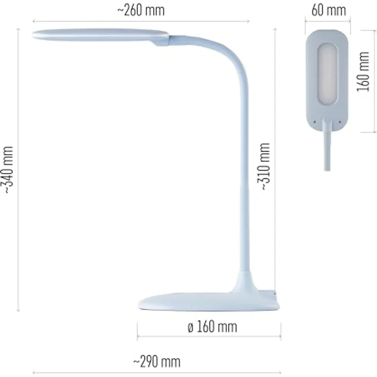 EMOS STELLA dimmbare LED Tischlampe, 6,5W, max. 400lm, 4000K, flexibler Arm, blau, Z7602BL – Bild 6