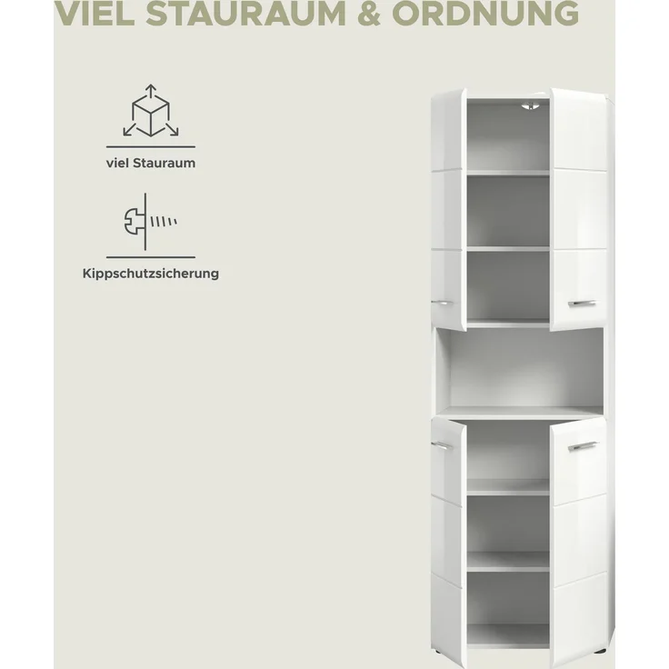 Hochschrank Ice - Weiß / Weiß Hochglanz – Bild 10