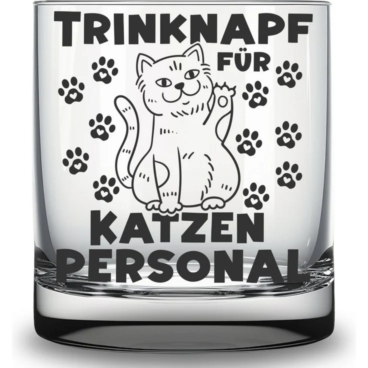 Lasernauten Whiskyglas Glas für Katzenliebhaber und Katzenbesitzer lustige Geschenkidee Katze, mit Gravur – Bild 1
