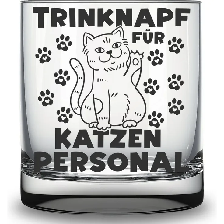 Lasernauten Whiskyglas Glas für Katzenliebhaber und Katzenbesitzer lustige Geschenkidee Katze, mit Gravur