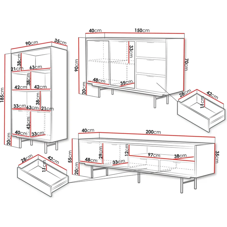 Wohnzimmer-Set Enetori I (Farbe: Nuss Warmia) – Bild 6