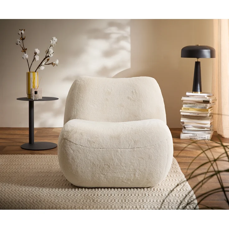 Loungesessel Zena 75x85 cm Plüsch Creme-Weiß – Bild 2