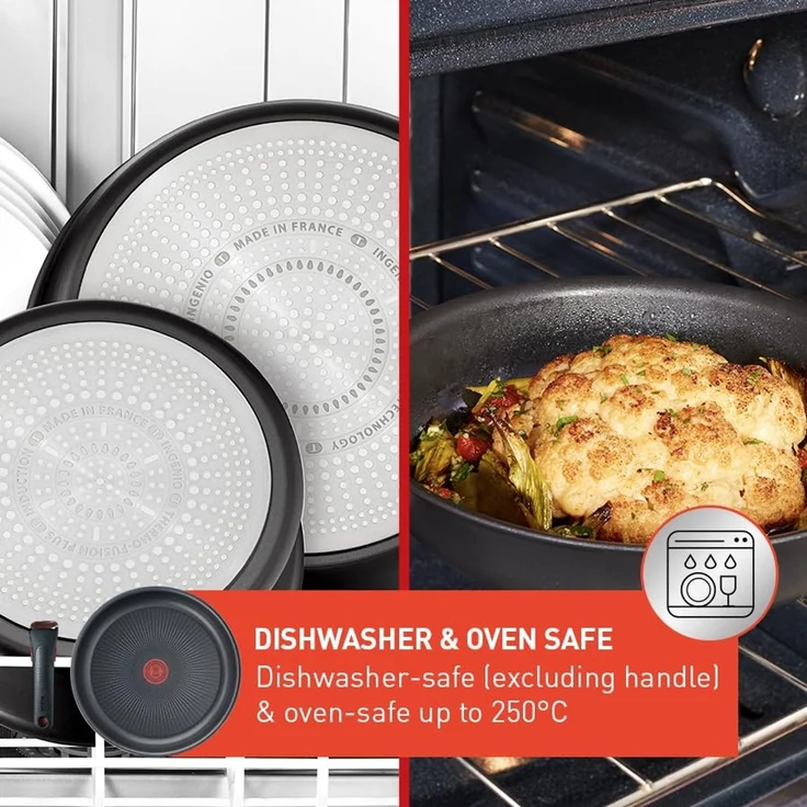 Tefal Pfannen-Set Ingenio Unlimited, Aluminium (Set, 3-tlg, Tefal Ingenio Unlimited Pfannenset, 2 teilig, Ø 24, 28 cm, 1 Griff), stapelbar, Antihaftversiegelung, Induktion, Made in France, kompakt – Bild 5