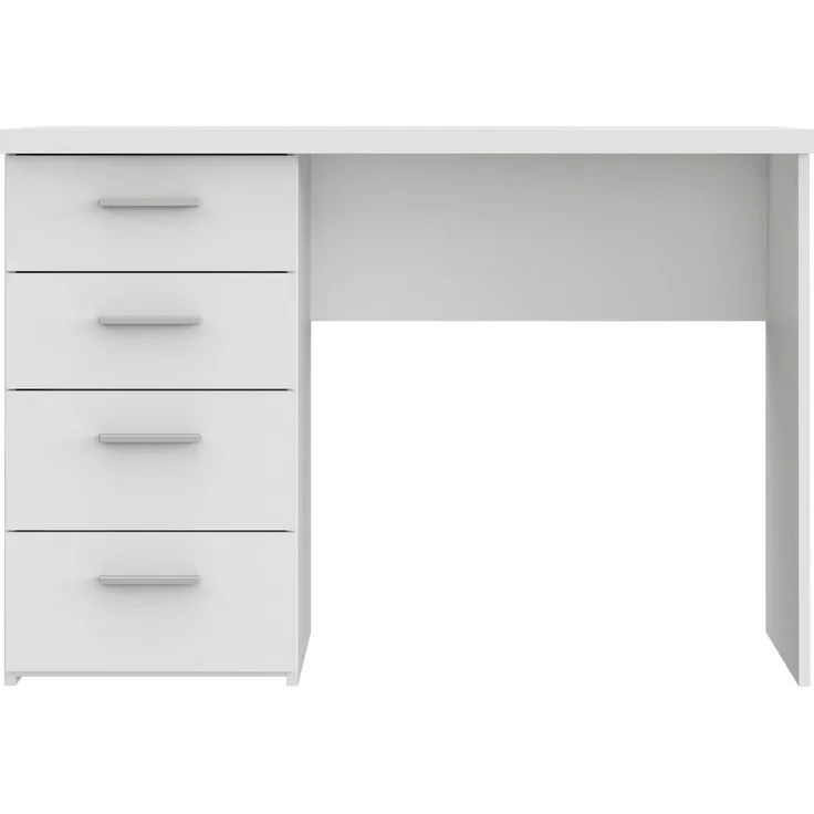 FORTE Net 106 Schreibtisch mit 4 Schubkästen, Holzwerkstoff, Weiß matt, B x H x T: 110x76. 5x60 cm