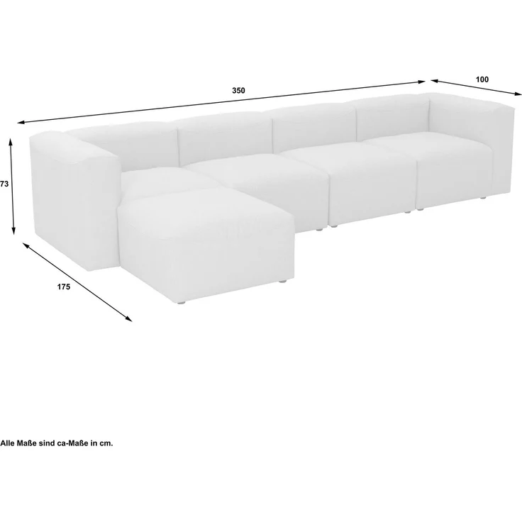 Sofa 4-Sitzer mit Hocker links Kattrina Flachgewebe creme – Bild 6