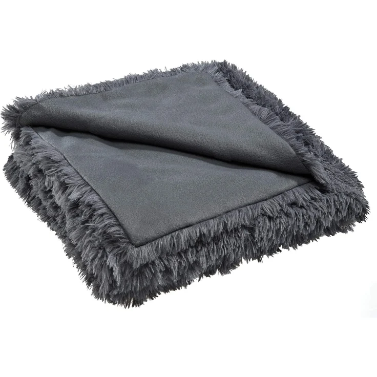 CelinaTex Bettwäsche Shetland Bettgarnitur Flokati Optik warm 135x200cm grau, Polyester, 2 teilig