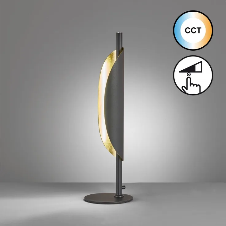 Fischer & Honsel 50688 LED Tischleuchte Skal schwarz blattgoldfarben CCT dimmbar