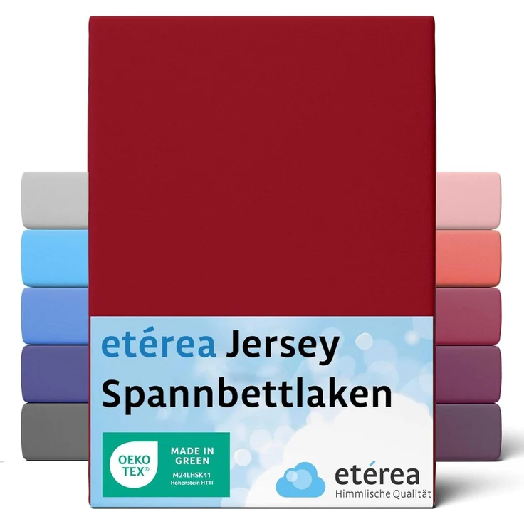 etérea Comfort Jersey Spannbettlaken Kirsche 140x200 cm - 160x200 cm – Bild 1