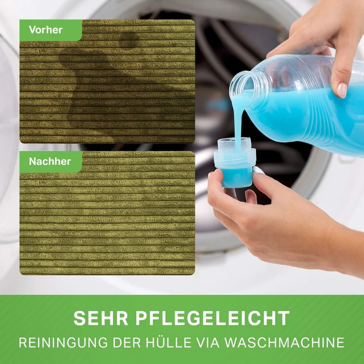 Green Bean® Sitzsack mit Hocker aus Cord - Sitzsäcke für das Wohnzimmer, Schlafzimmer, Sitzsack-Sessel für Erwachsene Grün – Bild 9
