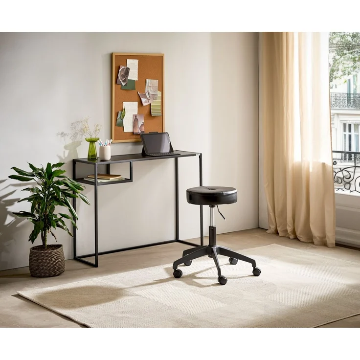 Carryhome 'MARLON' Schreibtisch Konsolentisch, MDF Metall schwarz, 99 x 79 x 32 cm, inklusive Ablagefach – Bild 3