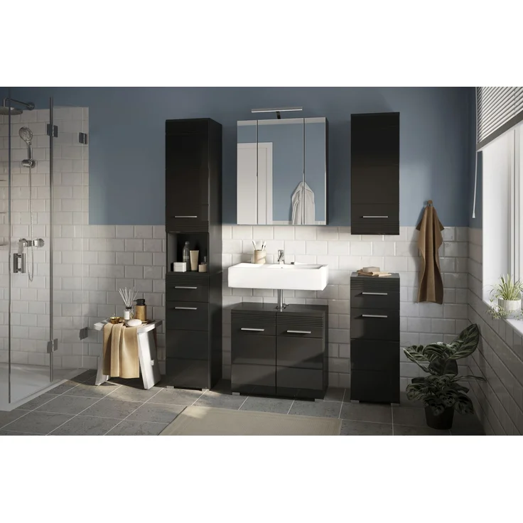 Badezimmerset Linus II - Schwarz / Schwarz Hochglanz – Bild 5