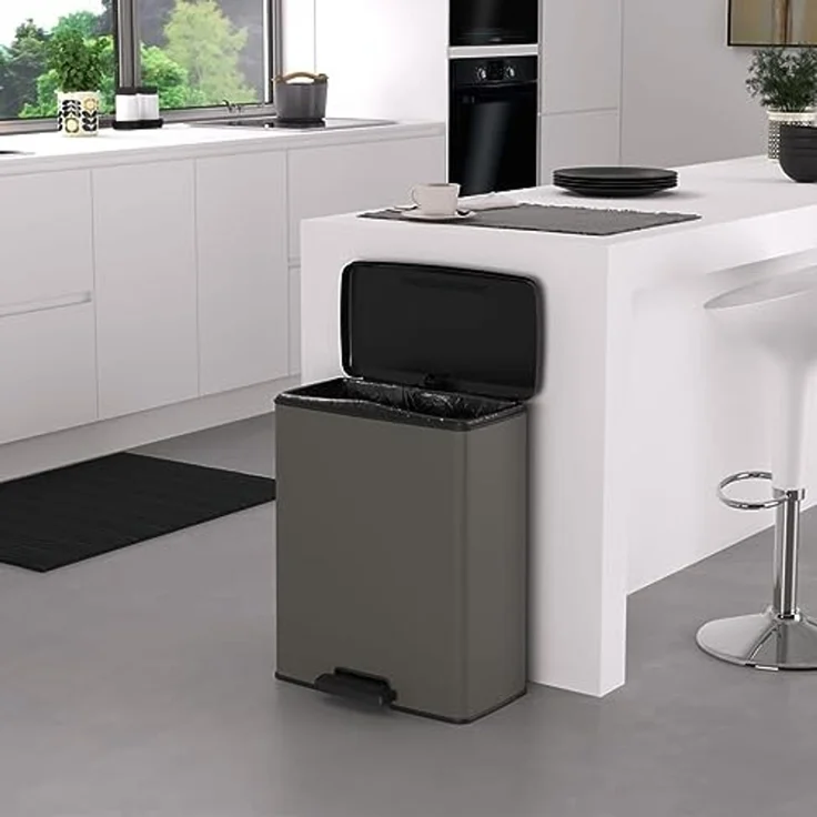Curver Tretmülleimer Deco Rechteckig 65L Grau – Bild 5