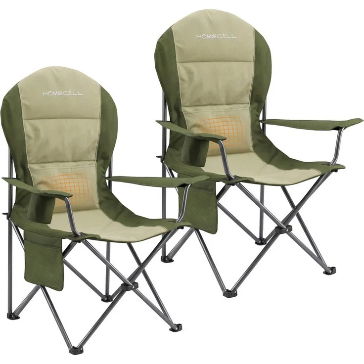 HOMECALL Campingstuhl Hochlehner 110cm mit Lendenwirbelstütze Klappstuhl Angelstuhl Faltbar (Bis 150kg, gepolstert, faltbar, stabil, 2 St), für Camp Garten Balkon – Bild 1