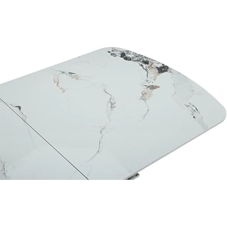 Hela Tische, Esstisch Auszugstisch Sintra, Platte Sintered Stone weiß Marmoroptik, Liftautomatik Auszug, Maß 180-220x90cm – Bild 5