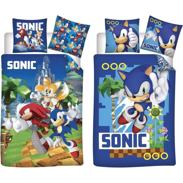 BrandMac Bettwäsche Sonic the Hedgehog - Wende-Bettwäsche im Doppelpack, 135x200 & 80x80, Baumwolle, 100% Baumwolle
