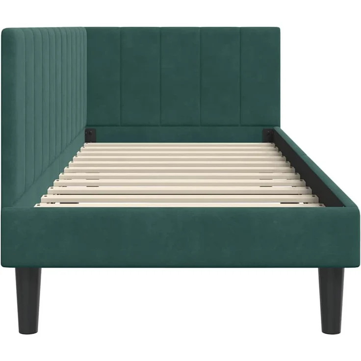 vidaXL Eckbettgestell mit Kopfteil Dunkelgrün 80 cm x 200 cm Samt 42016330 – Bild 5