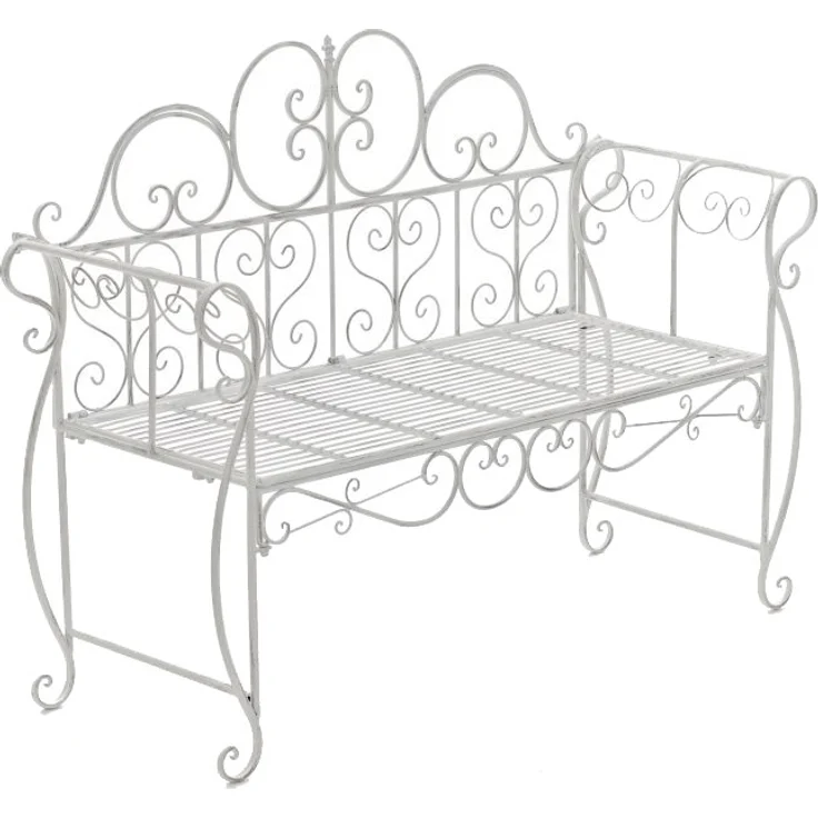 Gartenbank LENAR - Metall Weiß 128x46x94 cm | Metallbank Garten 2 Seitzer Bank Terrasse Vintage Antik Gartenbank – Bild 7