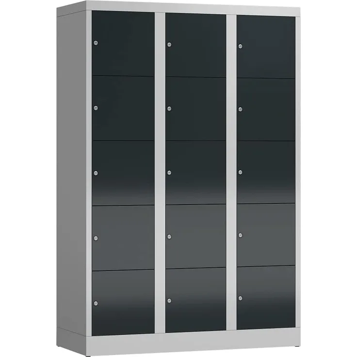 XL Schließfachschrank Fächerschrank 15Fächer 1800 x 1200 x 500 mm lichtgrau/anthrazit