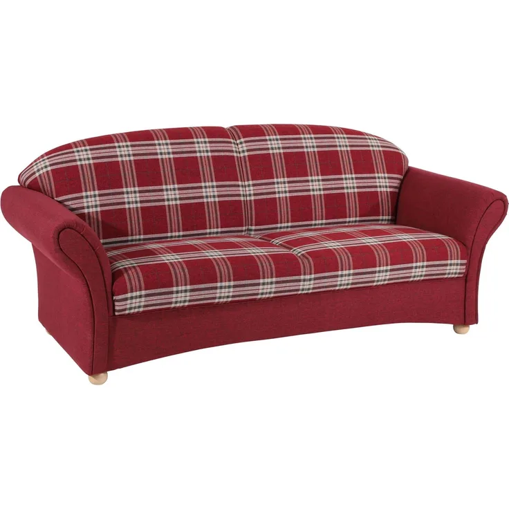 Sofa 2,5-Sitzer Kama Bezug Flachgewebe Buche natur / rot 21555